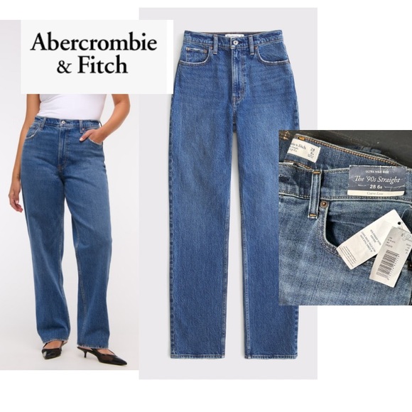 Abercrombie & Fitch Denim - NeW AF Abercrombie Fitch jeans 90s Straight Ultra High Rise 28 6R 6 regular nwt
